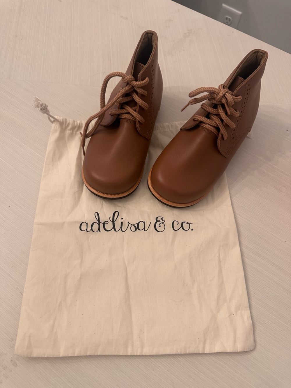 Adelisa & Co. Kids Tan Leather Lace-Up Boots Paseo
